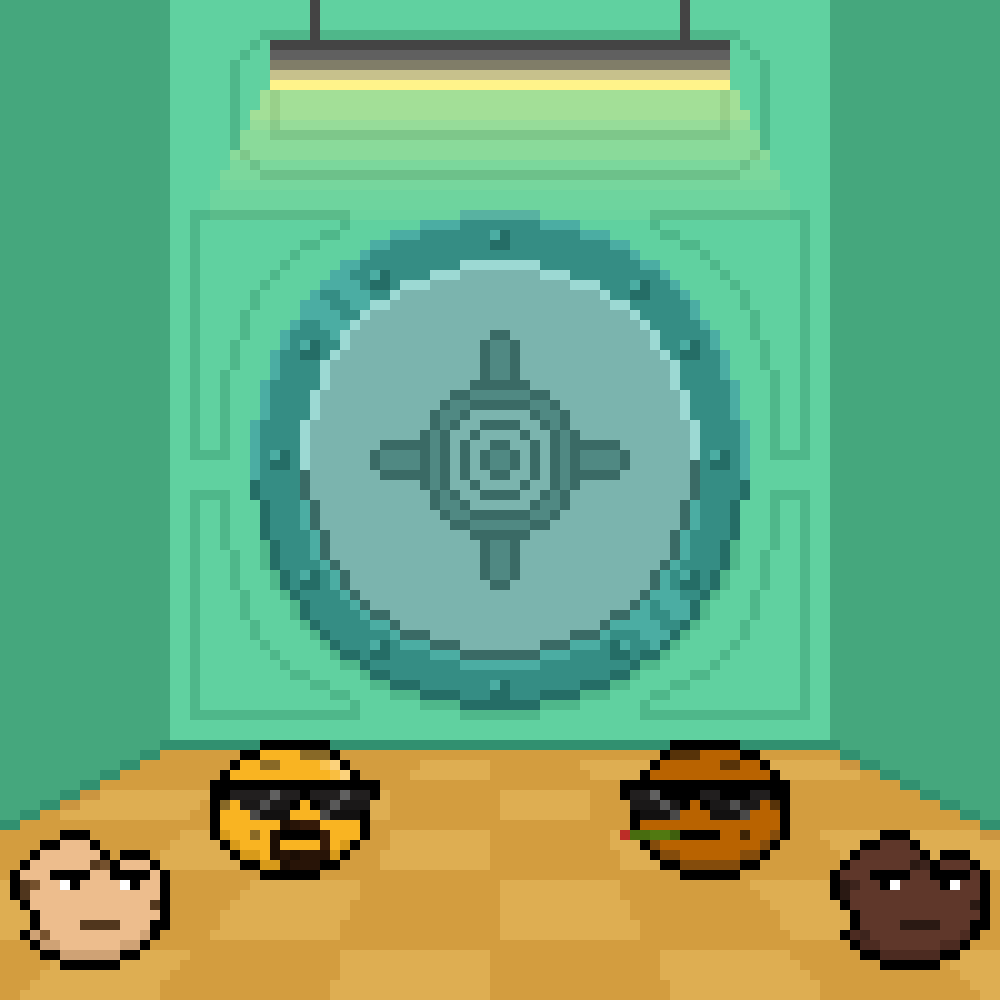 Animated pixel art vault opening
